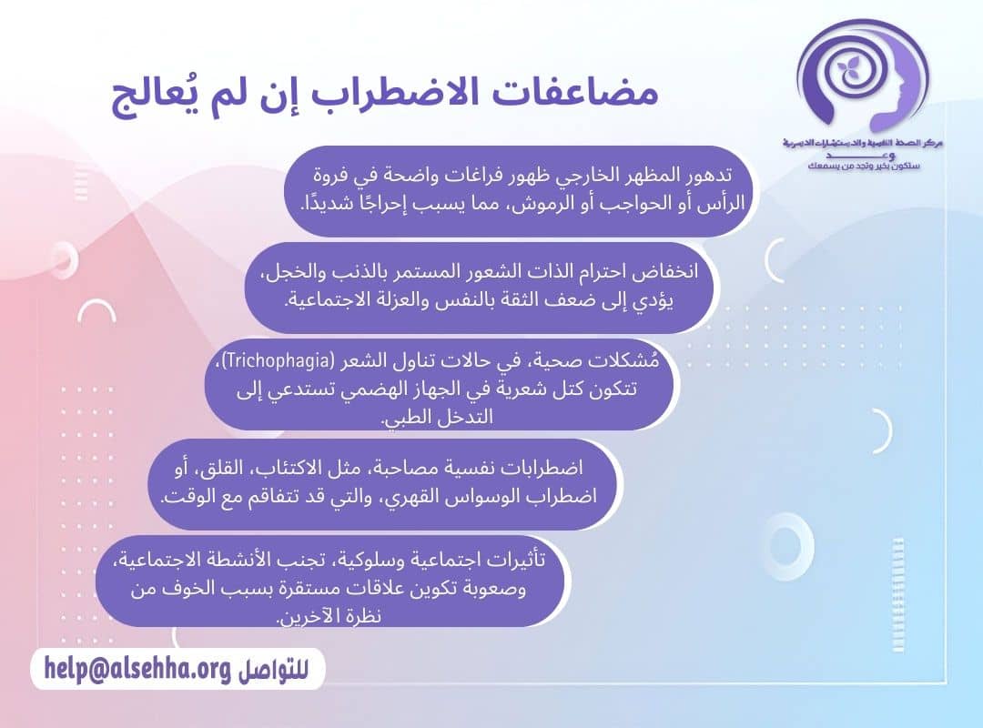 مضاعفات اضطراب هوس نتف الشعر (Trichotillomania)