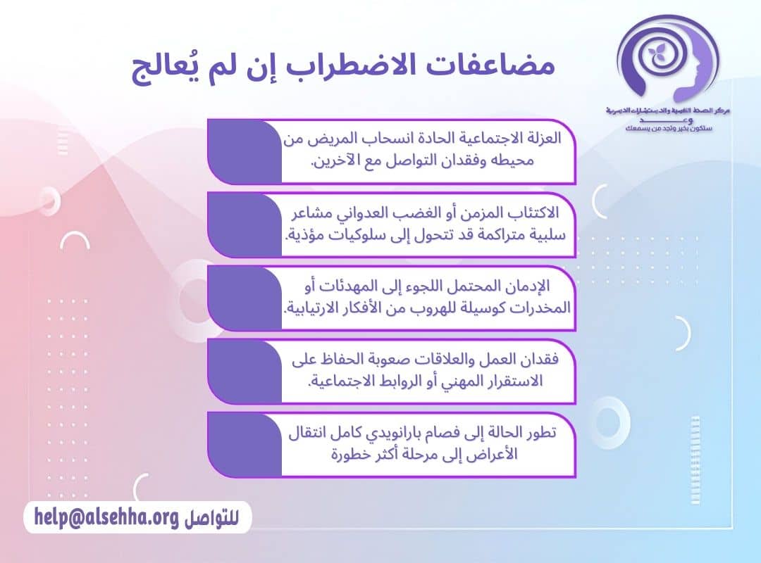 مضاعفات البارانويا جنون الارتِياب (Paranoia)  اذا لم تعالج